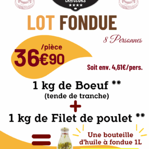 Lot fondue 8 personnes + bouteille d'huile à fondue de 1l offerte
