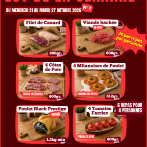 Lot BVM N°7 du mercredi 21 au mardi 27 octobre